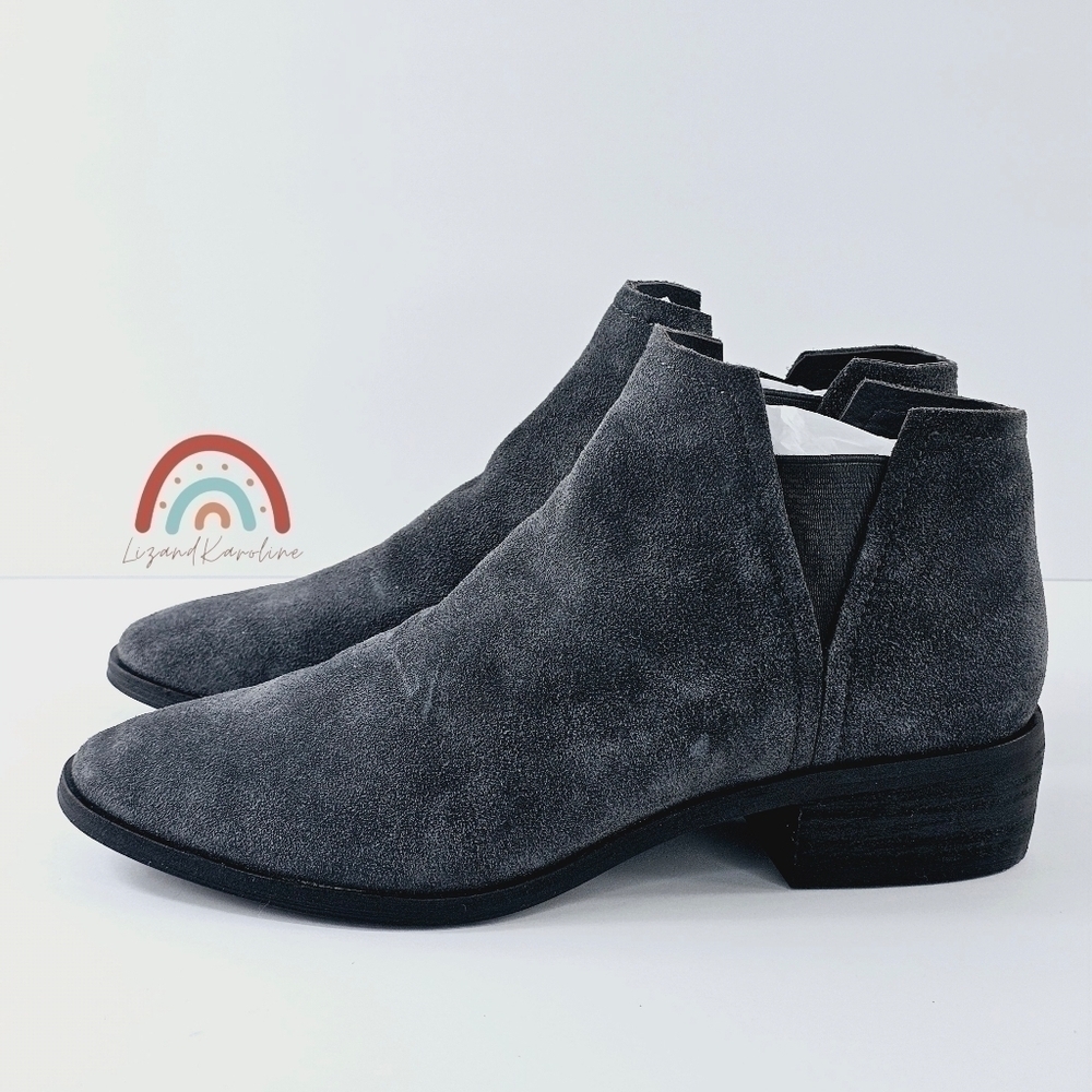 Dolce Vita Leather Suede Stacked Block Heel Ankle Boots